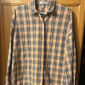 Esprit Checkered Shirt in Peach and Charcoal